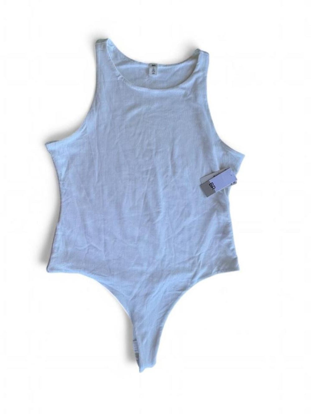 BP Ribbed Sleeveless Tank Thong Ivory white bodysuit, Large NWT Festival Indie